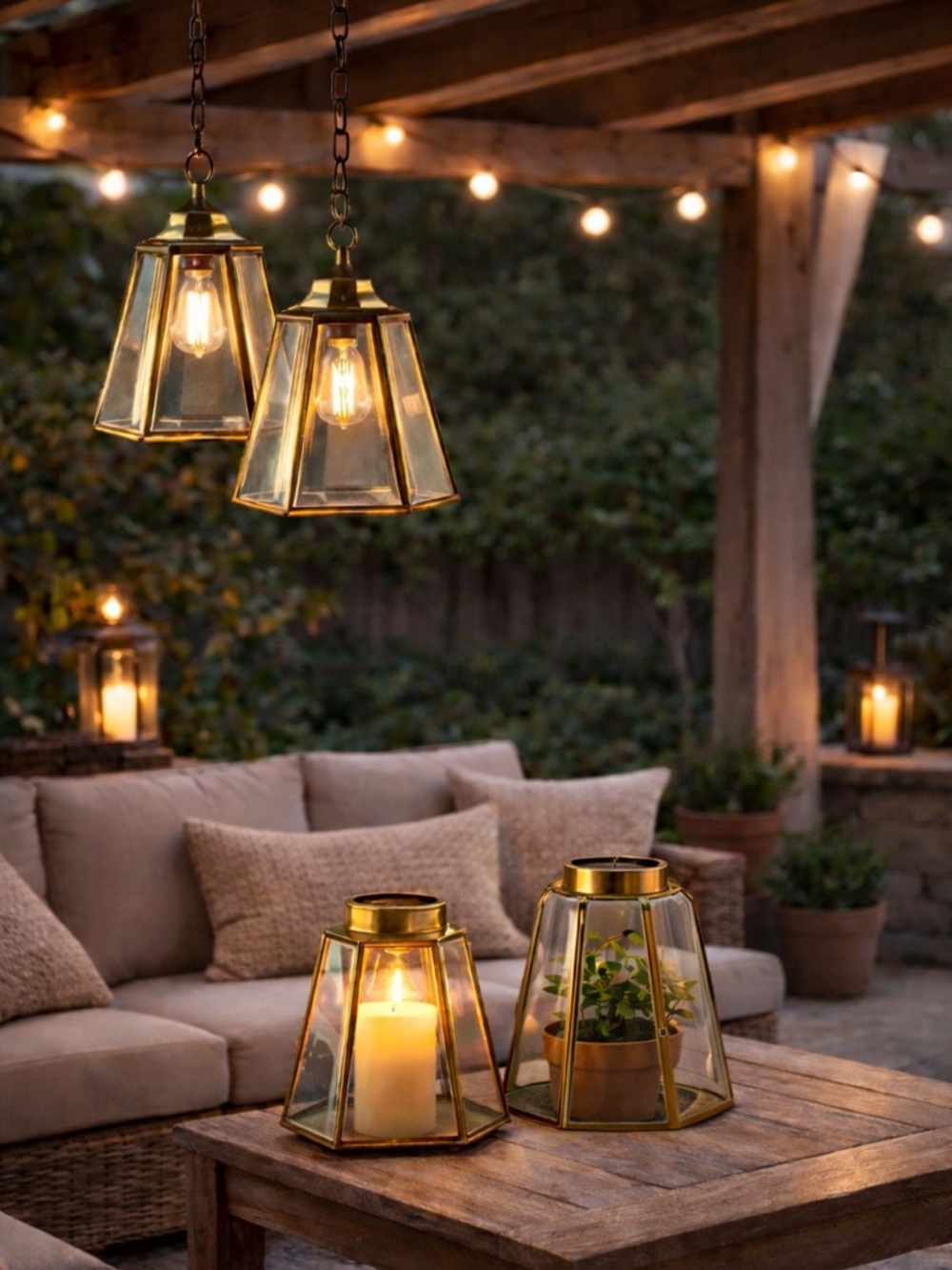 Vintage Set 4 Brass Beveled Glass light Shades Cloches Fairy Lamp Covers 1970’s